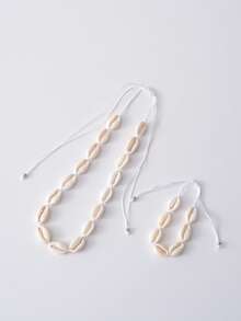 Tropiscape 2 Stücke tropischer Strand Stil modische Muschelkette und Armband Set für Frauen, Herbst, Weihnachten, Wintergeschenke