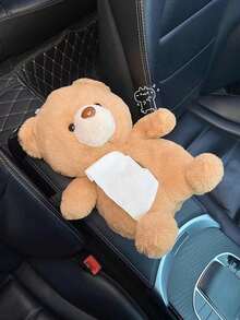 1pc Car Tissue Box Creative Plush Car Multi Functional Hanging Drawer Box Cartoon Armrest Box Car Tissue Drawer - one-size - View 11