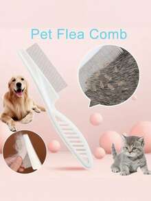 1pc 2-In-1 Pet Hair & Tear Stain Remover Brush - Stainless Steel Dog & Cat Flea Comb, Effectively Trims & Gently Removes Matted Fur And Fleas, Suitable For Dogs And Cats