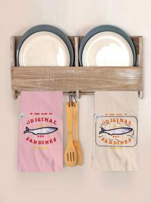 1 pièce Torchon de cuisine à sardine, torchon de cuisine imprimé de petits poissons de dessin animé, torchon de table de style ferme, torchon pour vaisselle de cuisine, torchon pour sécher la vaisselle de cuisine, cadeaux de fête, fournitures de cuisine