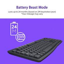 Logitech Teclado inalámbrico K270 - 108 teclas tamaño completo, diseño ultra delgado, escritura silenciosa para PC/Mac/portátil/escritorio, receptor USB plug & play, larga duración de la batería (conexión 2.4GHz) - Negro - Ver 3