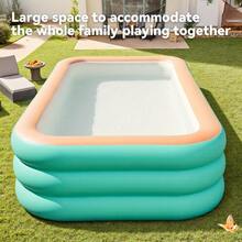 1pc Extra-Large Rectangular Inflatable Swimming Pool, Thick & Heavy Duty Family Adult Swimming Center, Suitable For Backyard, Outdoor And Summer Water Party Use - Multicolor - View 3