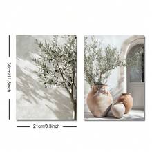 Set Of 2 Unframed Neutral Boho Cactus Olive Tree Wall Art Poster Canvas Print Minimalist Mediterranean Travel Painting For Apartment,Living Room,Bedroom,Modern Home Decoration - Multicolor - View 9