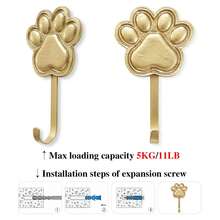 1 gancho de parede com estampa de pata, ganchos funcionais para montagem na parede, gancho de ferro fundido dourado antigo para casacos, chapéus, bolsas, toalhas de banho, decoração de quarto, corredor, banheiro, cozinha, escritório - Multicolorido - Ver 5