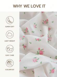 2/3 pièces Ensemble de housse de couette style romantique français, ensemble de housse de couette imprimé de roses charmantes, 1 pièce de couette avec 1/2 pièces de taies d'oreiller, doux et respirant, élégant et charmant couvre-lit décoratif pour chambre à coucher ou dortoir, convient parfaitement aux lits simples, doubles, queen et king
