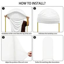 1 pièce, 1,80 m / 2 m / 2,20 m Couvre-arche de mariage blanc romantique, rideau d'arche circulaire, support de décor de fond, décoration de fête d'anniversaire, de banquet, de mariage/de la Saint-Valentin/de cérémonie de remise des diplômes