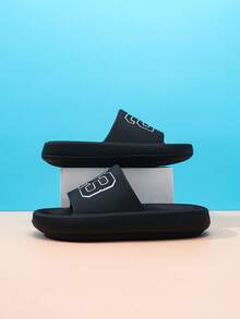 Kids EVA Foam Slippers, Lightweight Non-Slip Thick Sole Casual Home Beach Slides, Simple Solid Color, Unisex For Big Kids - Black - View 7