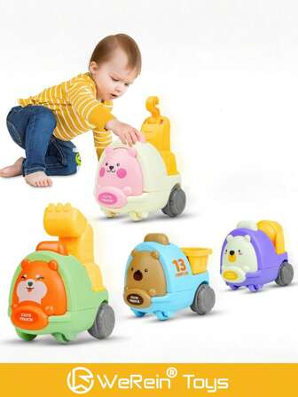 WeRein 1 pieza Juguetes de coche de animales para bebé, coches de juguete a presión y avance para niños pequeños, carritos de inercia, coches a cuerda, regalos de cumpleaños para niños y niñas, regalos de Navidad, juguetes para niños, coche de juguete, juguetes para niños, de vuelta al colegio