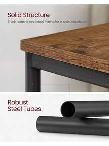 Side Table, Bedside Table, End Table With Storage Shelf, Steel Frame, For Living Room, Sitting Room, Bedroom, Industrial, Rustic Brown And Black - Retro Color - View 4