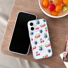A Stylish Phone Case. Does Not Include Lanyard Or Stand. Strawberry Blueberry Fruit Print Pattern Premium Magnetic Phone Case. Compatible With 16e/16/15/14/13/12/11/ProMax/Pro/Plus/XSMax/XS/X, And Galaxy S22/S23/S24/S25/Plus/FE/Ultra. Fashionable Women's Summer Unique Transparent Cases. Shockproof, Drop-Proof, Ultra-Thin Design Acrylic+TPU Hard Back. Non-Yellowing Clear Protective Cover For Men, Women, And Girls. Protective Cases For [Unclear - Possibly "Pr" Or "Pr"]. - 清除 2 - 查看 3