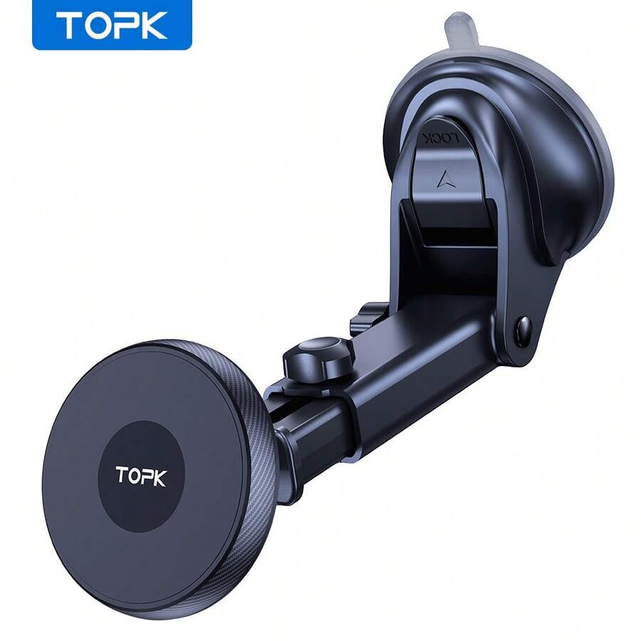 TOPK D48X Magnetic Car Phone Holder Mount, Powerful Magnetism Premium Quality Support Single-Hand Operation Metal Hook Magnetic Car Phone Mount, Powerful Magnetism Premium Quality Support Single-Hand Operation Metal Hook Magnetic Phone Holder For Car