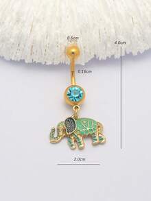 1Piece 14G Elephant Belly Button Ring Navel Piercing Tropical Animals Belly Button Piercing Body Jewelry - Multicolor - View 2