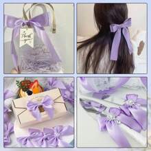 Light Purple 4cm Satin Ribbon Bow Hair Clips, For Cake Decorating, Crafting & Gift Wrapping, Ideal For Birthdays, Weddings, Parties & Holiday Gifts For Women Suitable For Birthdays, Weddings, Bachelorette Parties, Birthday Decorations, Graduations, Parties, Gift Boxes. Suitable For Women's Birthday Gifts, Mother's Day, St. Patrick's Day, Thanksgiving,Valentine's Day, And Teacher's Day.