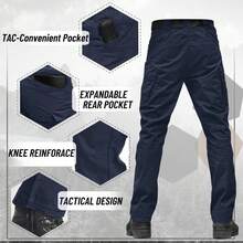 KEFITEVD Men's Tactical Pants 9 Pockets Cargo Hiking Pants Lightweight Work Pants For Men Construction Water Resistant - 藏蓝色 - 查看 5