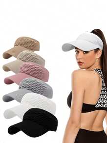 3 Peças/1 Peça Chapéu de Viseira Solar para Mulheres, Chapéus de Tricô Elásticos, Chapéu Esportivo de Secagem Rápida com Abas Largas, Chapéu de Golfe, Chapéu de Sol Multicolor Portátil para Montanhismo e Atividades ao Ar Livre, Viseira, Boné, Chapéu sem Tampa