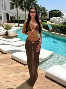 Polovedo Official Sexy Solid Brown Starfish 3 PiecesBikini Set For Women - Khaki - View 1