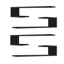 2 Bookcases, Shelves, Niches, White, 15 Mm - Black - View 3