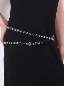 1pc Punk Rock Style Belt Buckle, Suitable For Jeans, Female Jeans, Rock Punk, Vintage, Sexy Rivet Belt, Applicable For Summer, School, Autumn, Halloween - Multicolor - View 9