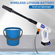 Vandise Cordless Wireless High Power Pressure Washer Jet Wash Car Patio Cleaner With Li-Ion Battery, Adjustable Nozzls, Accessories, 5M Hose Cordless Pressure Washer, 21V Portable Electric Pressure Washer, 45Bar/6534PSI, With A 5 - Meter Flexible Hose And 1 * 1500mAh Battery, Used For Car Washing, Cleaning, And Irrigation. - 白色 - 查看 5