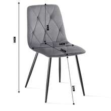 OYAJIA 4 Set Of Dining Chairs, Metal Frame Dining Chair For Kitchen Room,Velvet Technology Cloth Seat Chair For Living Room, Bedroom - Grey - View 7