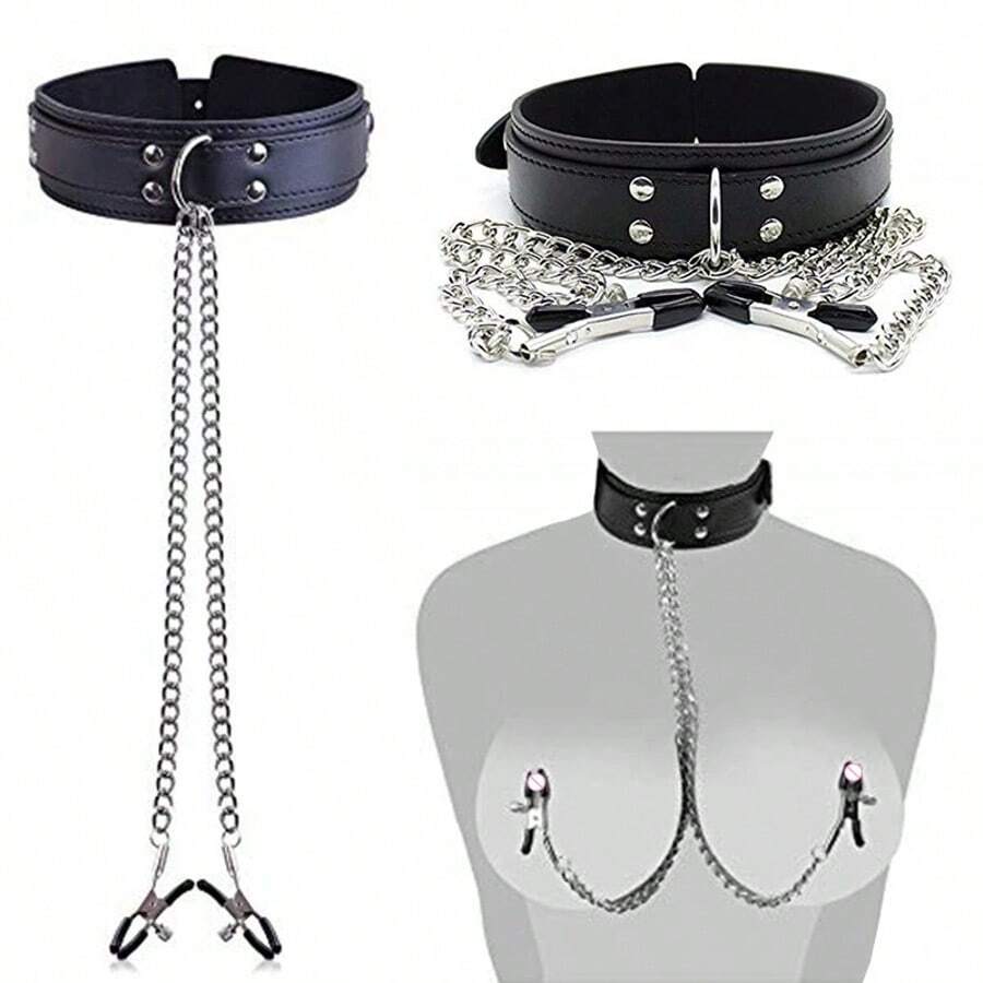 1pc Adult Products Erotic Collar Nipple Clip Punishment Leash Femdom Props Male And Female Masochistic Breast Sm Product
