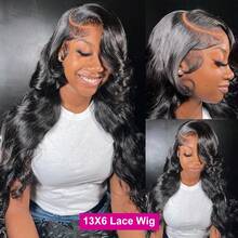 13x6 Transparent Lace Front Wigs Human Hair Body Wave 28inch Transparent Lace Front Human Hair Wig For Women Body Wave Wigs Human Hair - Natural Black - Xem 4