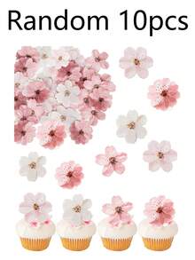 10/30/50 piezas Decoraciones para cupcakes con flores de cerezo, decoraciones de flores de cerezo 3D para pasteles, flores de papel de oblea para decorar cupcakes para baby shower, cumpleaños, boda, decoraciones y suministros para fiestas, coloridos - Multicolor - Ver 13