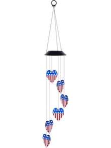American Flag Solar Wind Chimes For Outside Color Changing 6 LED Wind Chime Lights Heart Hanging Solar Lights Windchimes Outdoors  For Porch, Garden, Patio, Party, Yard, Window Halloween Christmas New Year - Crystal Solar Wind Chime - View 8