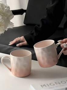 1pc High-Quality Ombre Pink Mug, Ceramic Coffee/Tea Cup For Home Use, Design-Driven Breakfast Cup, Couples Mugs Back To School - Multicolor - View 2