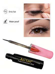 Asiteo 1pc 5ml Black False Eyelash Glue, Makeup Faux Mink Eyelash Adhesive, Quick Drying Waterproof Long Lasting Eyelash Glue - Black - View 5