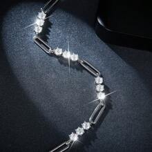 1 pièce Bracelet en diamant Bracelet de luxe à la mode Brillant rond D Moissanite Plaqué or 18 carats en argent 925, cadeau idéal pour la Saint-Valentin