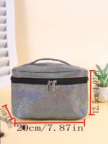 1pc Delicate Star Velvet Octagonal Makeup Bag, Portable Handheld Makeup Bag Large Capacity Cosmetic Storage Bag, Shiny Gold Star Design, Suitable For Women
