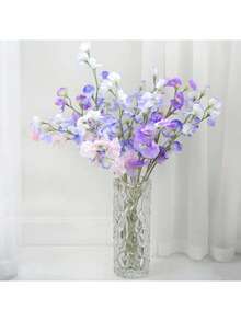 3 件人造花仿真花，真实触感人造香豌豆花 - 人造嚏根草花束，婚礼和订婚塑料花艺布置，家居装饰人造植物，优质抗氧化，持久耐用，精心制作，适用于婚礼布置、新娘花束、花园、庭院和家居装饰 - 情人节、复活节、母亲节、父亲节的最佳礼物 - 彩色 - 查看 4