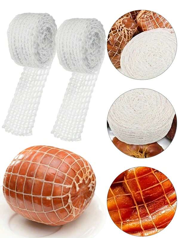 1m/2m/5m White Mesh Net Tube, Elastic Meat Net Roll, Suitable For Beef, Sausage, Ham, Durable Kitchen Smoked & Cooking Accessory