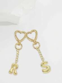 Cute Bubble Letters, Cute Heart Necklace Pendant Bag, Lucky Pendant, Cute Hip-Hop Style Initials, Letters A-Z, Shiny Alloy Bag And Backpack Pendant, Perfect Gift For Birthdays And Special Occasions, Keychain Bag Backpack Pendant, Car Pendant, Ladies' And Girls' Gifts, Wallet And Handbag Accessories, Gifts For Lovers, Teachers, Mothers. - Gold - View 5