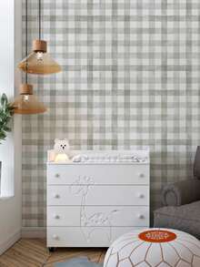 Watercolor Plaid Adhesive Wallpaper - 橄欖綠 - 查看 1