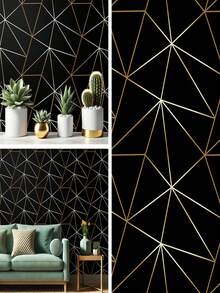 5 Meter Adhesive Wallpaper Transform Your Environment - 黑色幾何 - 查看 2