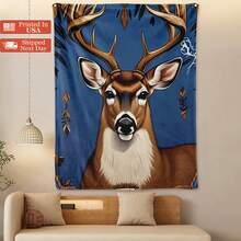 Manta decorativa con estampado digital de astas de ciervo en tonos azul y marrón, con patrones inspirados en animales para dar un toque rústico y elegante a la decoración del hogar, el espacio acogedor y el diseño de acento en el dormitorio - Multicolor - Ver 4