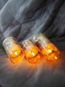 3 pièces Bougies sans flamme roses, bougies à LED clignotantes à piles à thème de l'amour en acrylique avec télécommande, autocollants de fleurs roses, bougies de colonne réalistes, convenant à la chambre, à la décoration d'intérieur, à la décoration de table à manger