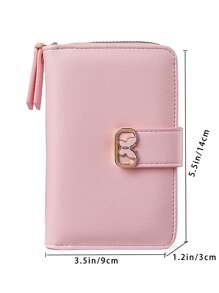 Novo estilo de carteira com fivela borboleta, zíper único, botão de pressão, grande capacidade, compartimentos para cartões, carteira minimalista feminina de cor sólida, rosa para mulheres, mini carteira, bolsa, carteira pequena, carteira fofa
