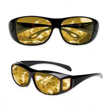 Night Vision Pro Night Driving Glasses With Glarecut Technology, Black Frame, Yellow Lenses, Anti-Glare Design For Driving At Night