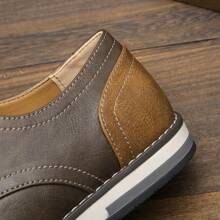 Men's Business Casual Shoes, Color Block Leather Upper, Retro Derby Shoes, KD4163 White Stitching