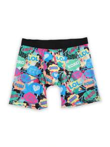 10-Pack Random Men's Long Boxer Briefs - Lightweight, Colorful Graffiti-Style Geometric Print, Polyester And Spandex Blend