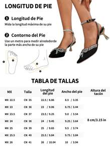 GlamourGrip Zapatillas de tacón elegantes para mujer con lazo brillante, tacones altos puntiagudos de punta estrecha y tacón grueso, zapatos cómodos de mujer tipo slingback con tira en el tobillo, tacones elegantes combinables con vestidos y ropa formal para fiestas, trabajo, citas, vacaciones, Halloween y Navidad