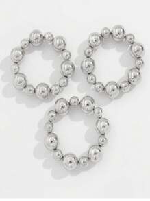 3pcs/Set Chunky Jewelry Goth Vintage Big CCB Chain Bracelets Women Classic Elastic Strand Beads Charm Bangles Grunge Couple Hand Jewelry