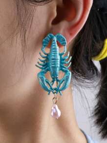 1 pièce Nouvelles boucles d'oreilles à tige uniques de style européen et américain avec coquillages, petits écrevisses rouges, bijoux d'oreille personnalisés avec motifs d'animaux marins
