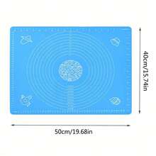 1 Pc Silicone Kneading Mat, Baking Rolling Mat And Dough Scraper - Blue - View 5