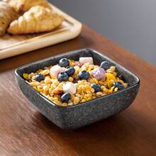 vancasso 12 Piece Ceramic Dinnerware, Grey, Ceramic Tableware Set Including Dinner Plates, Desserts Plate And Bowls, Square Plate And Bowl, Dinnerware For 4 - Grey - View 6