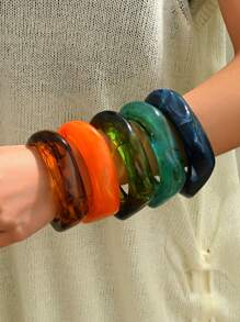 1 peça Bracelete de resina floral transparente geométrica e exagerada da moda, adequado para mulheres elegantes e únicas, perfeito para praia, festa, uso diário, presente - Realça o apelo do visual.