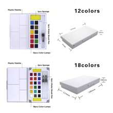 Set di pittura ad acquarello da 12/24/36/48 colori con pennelli ad acqua, forniture artistiche, per artisti, hobbisti amatoriali e appassionati di pittura